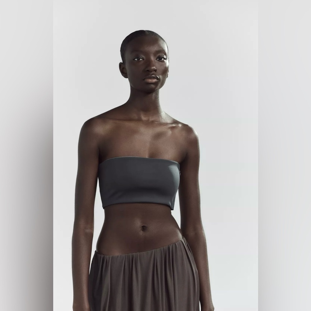ZARA Zipper Bandeau Top